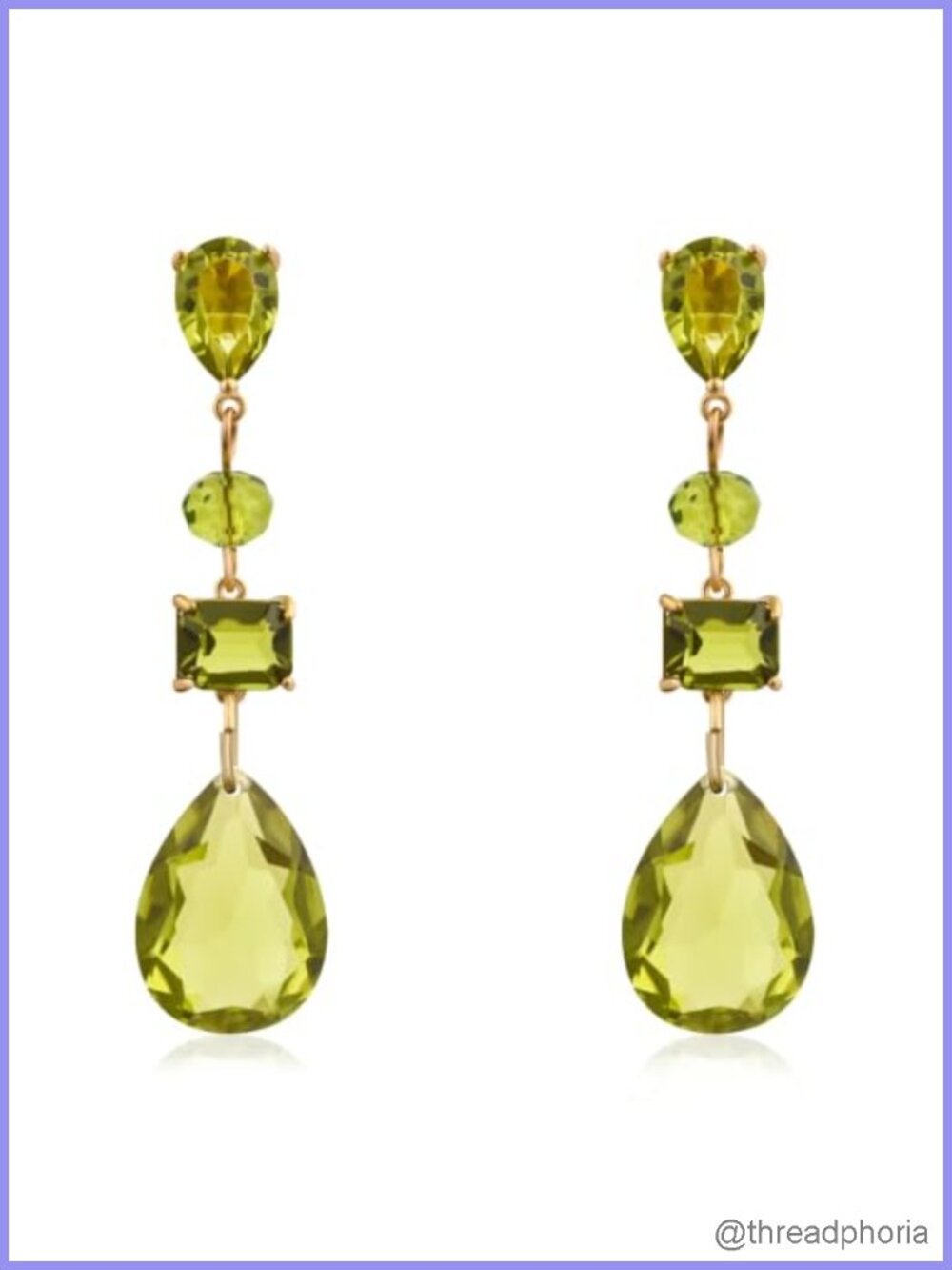 Genuine Peridot Drop Earrings for Women August Birthstone Gold-Tone Dangle